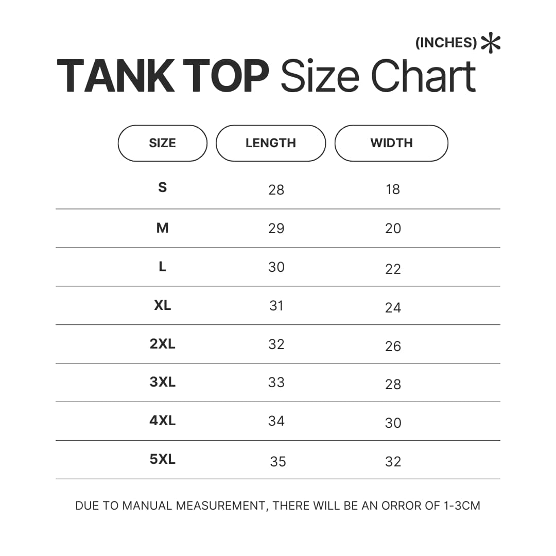 Tank Top Size Chart - Fire Punch Merchandise
