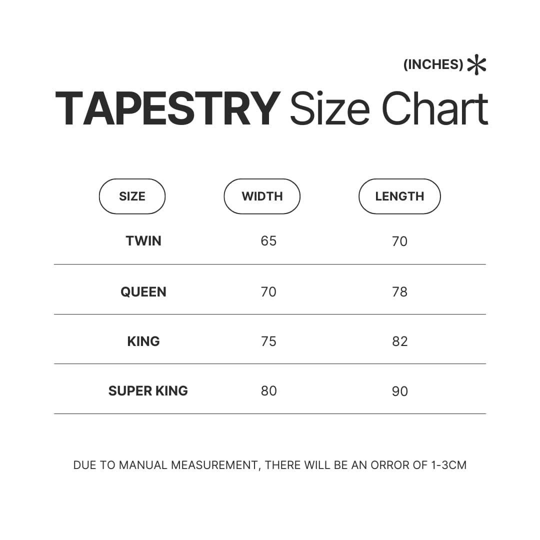 Tapestry Size Chart - Fire Punch Merchandise