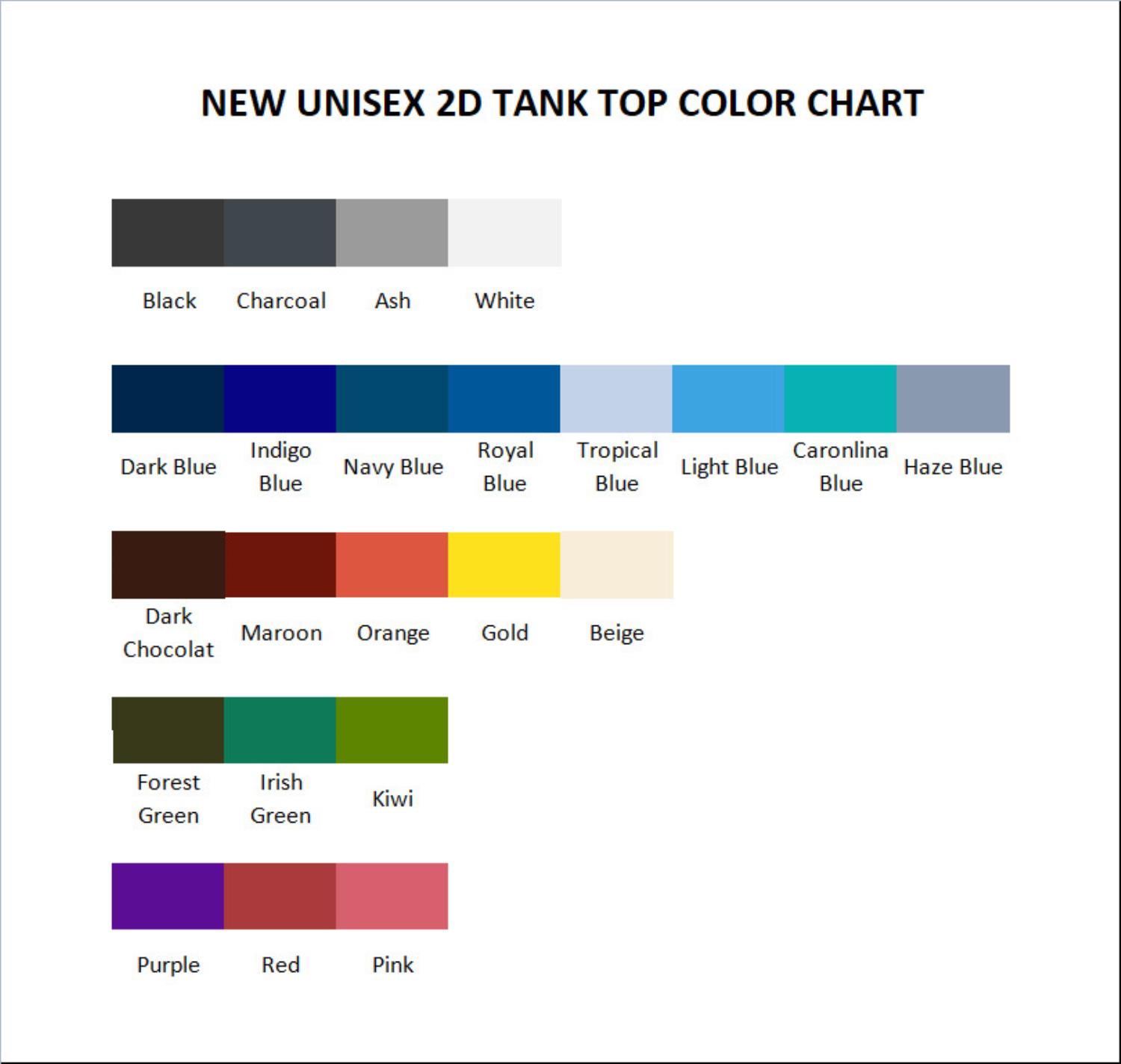 tank top color chart - Fire Punch Merchandise