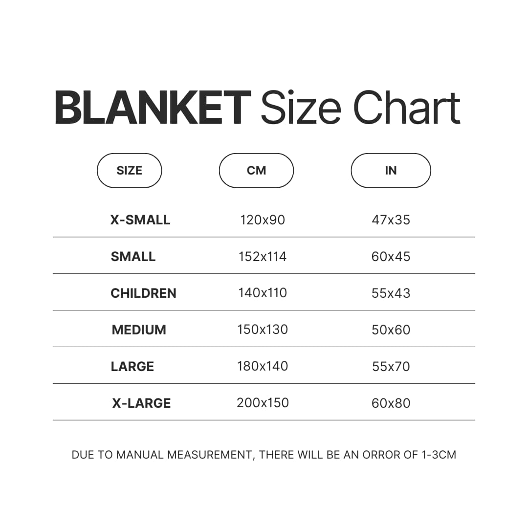 Blanket Size Chart - Fire Punch Merchandise