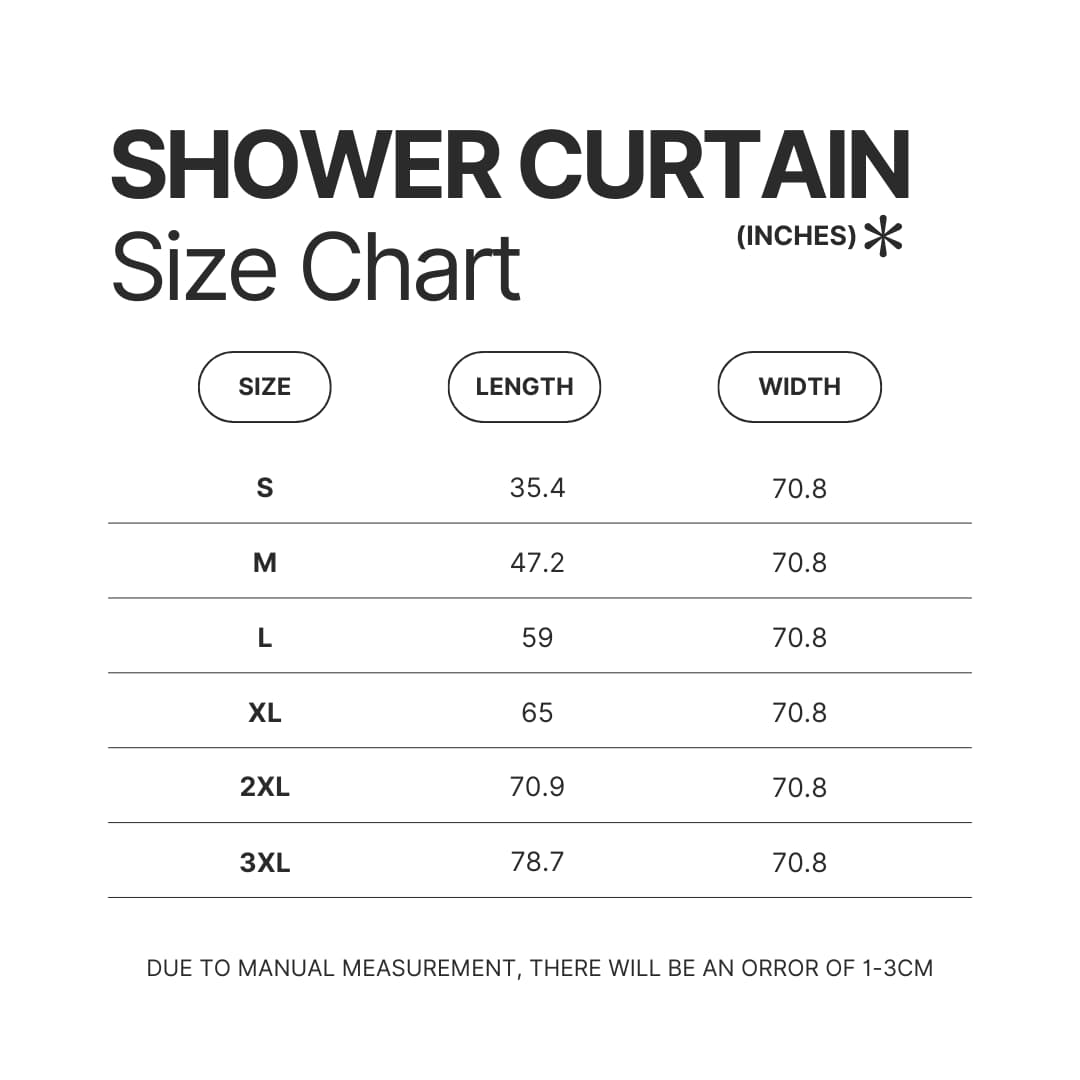 Shower Curtain Size Chart - Fire Punch Merchandise