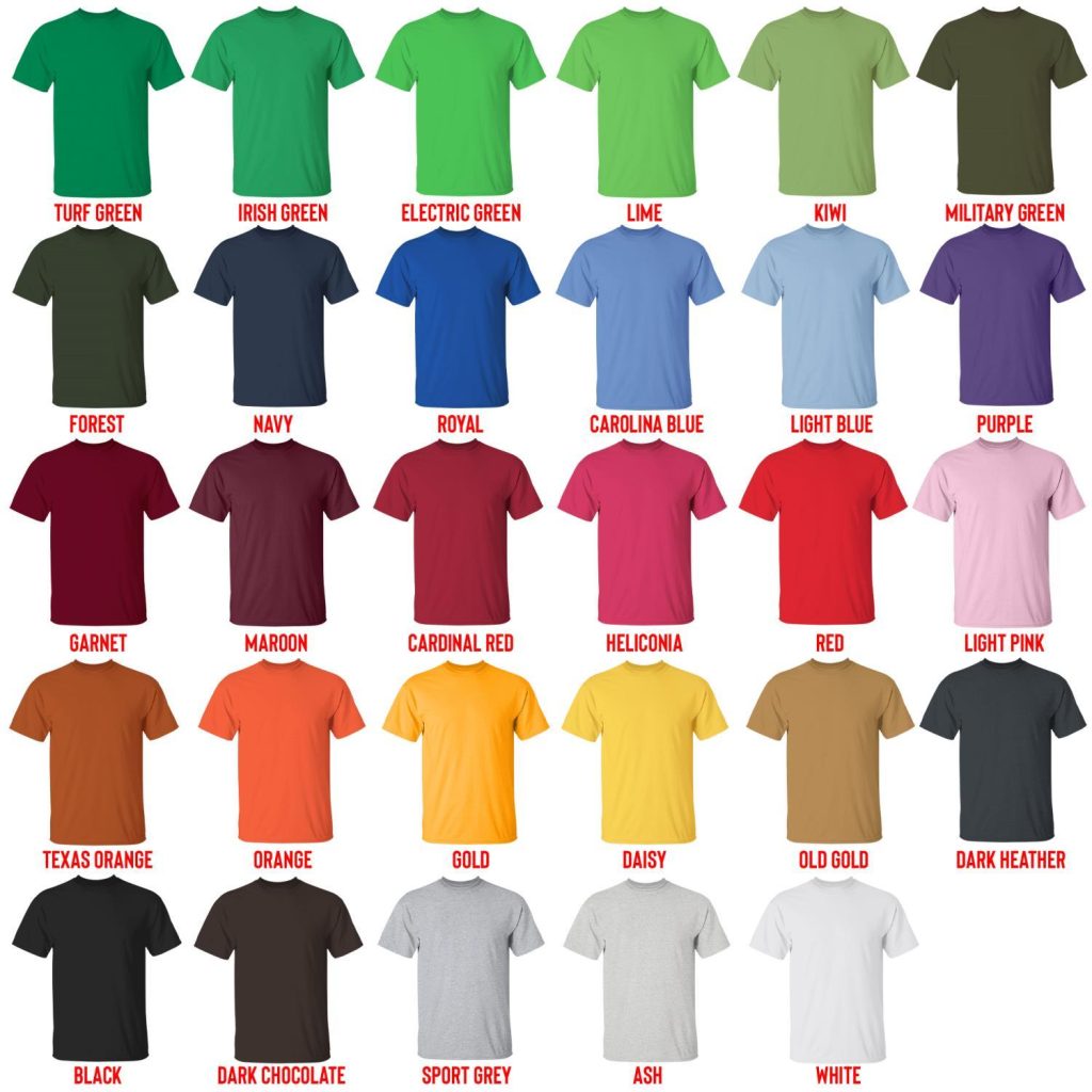 t shirt color chart - Fire Punch Merchandise